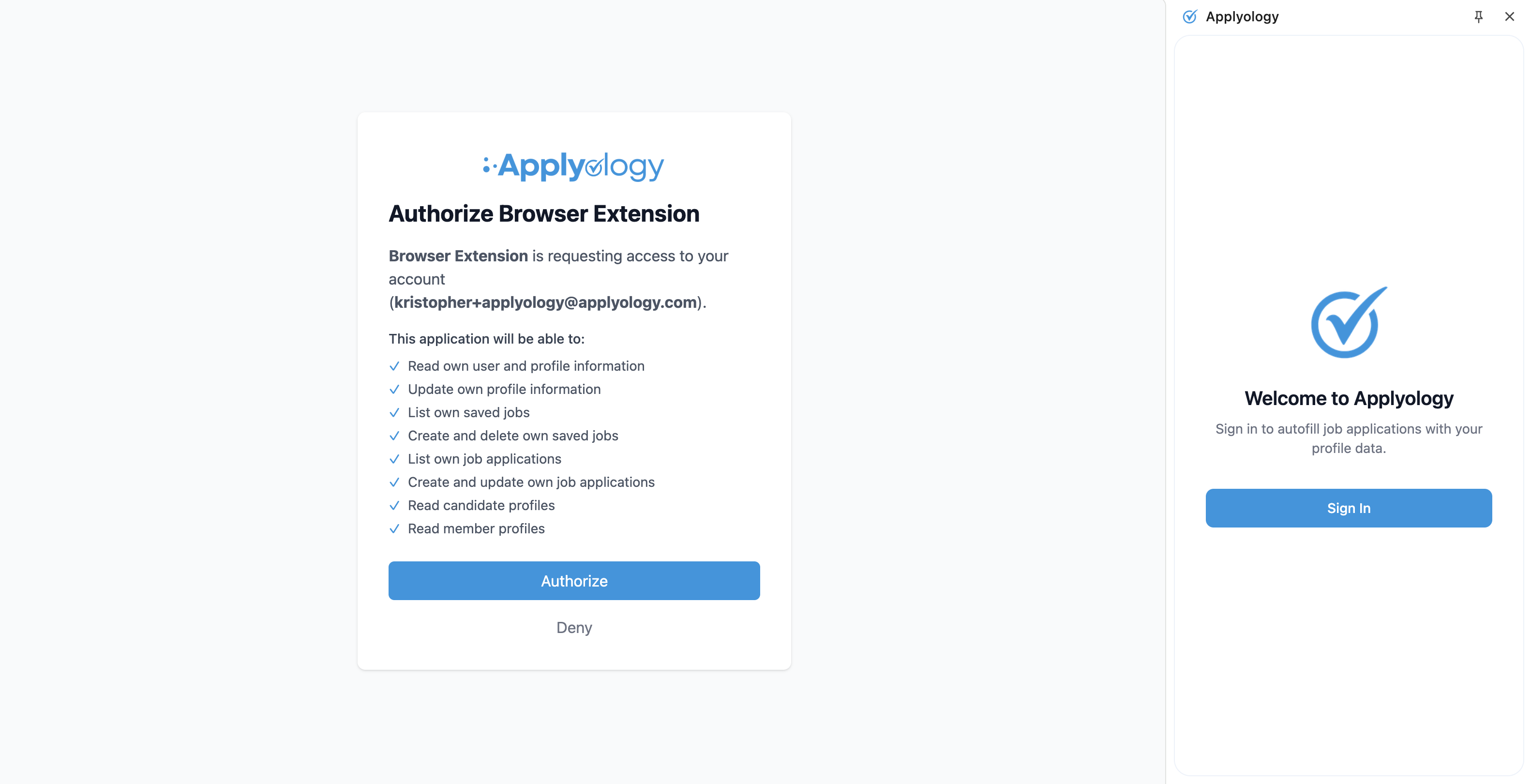 Authorize the extension