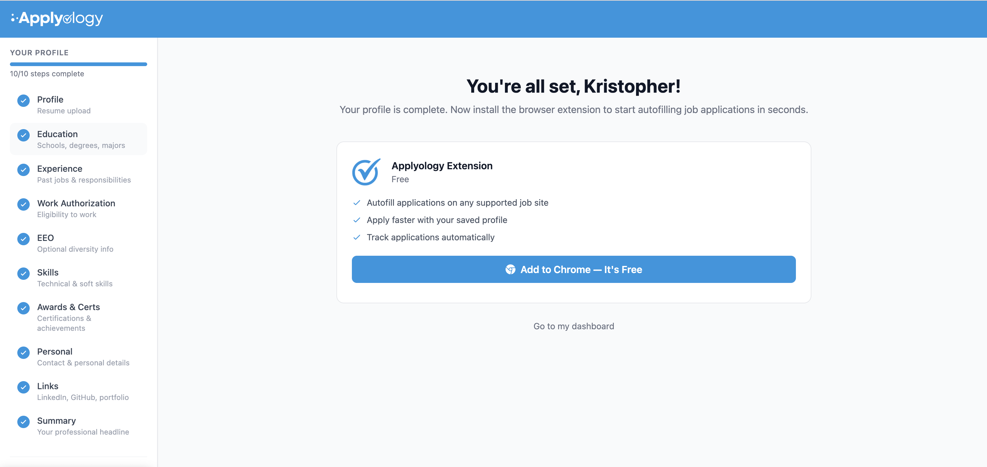 Extension onboarding